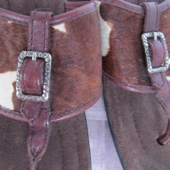 Minnetonka Leather Sandals sz 10 Sandals Pony Hair - Picture 4 of 7